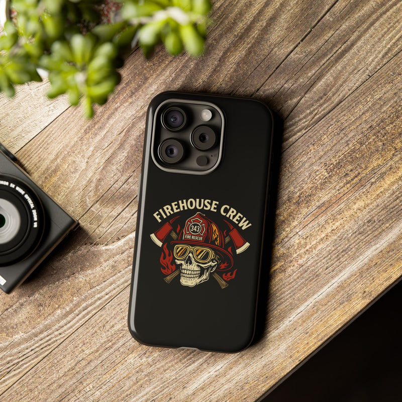 Firefighter Firehouse Crew, Skull Design, Phone Case - firestationstore.com