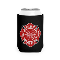 Firefighter Maltese Cross Can Cooler Sleeve, Black Insulated Beverage Holder