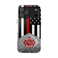 Volunteer Firefighter Diamond Plate and Thin Red Line Tough Phone Cases - firestationstore.com