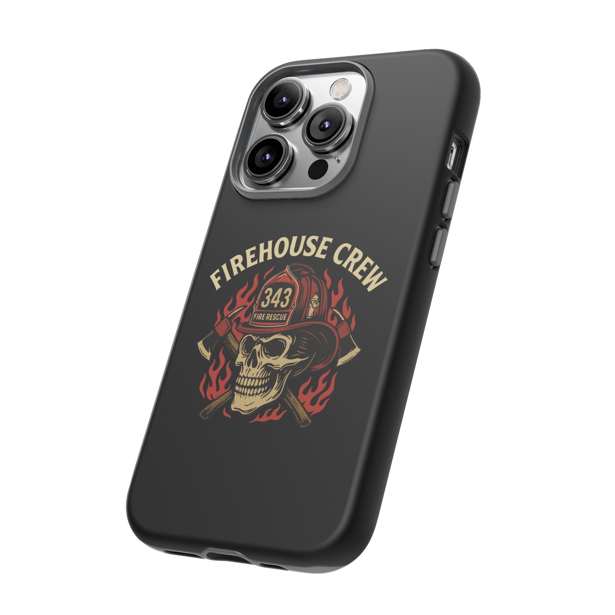 Firefighter Firehouse Crew V2, Skull Design, Phone Case - firestationstore.com