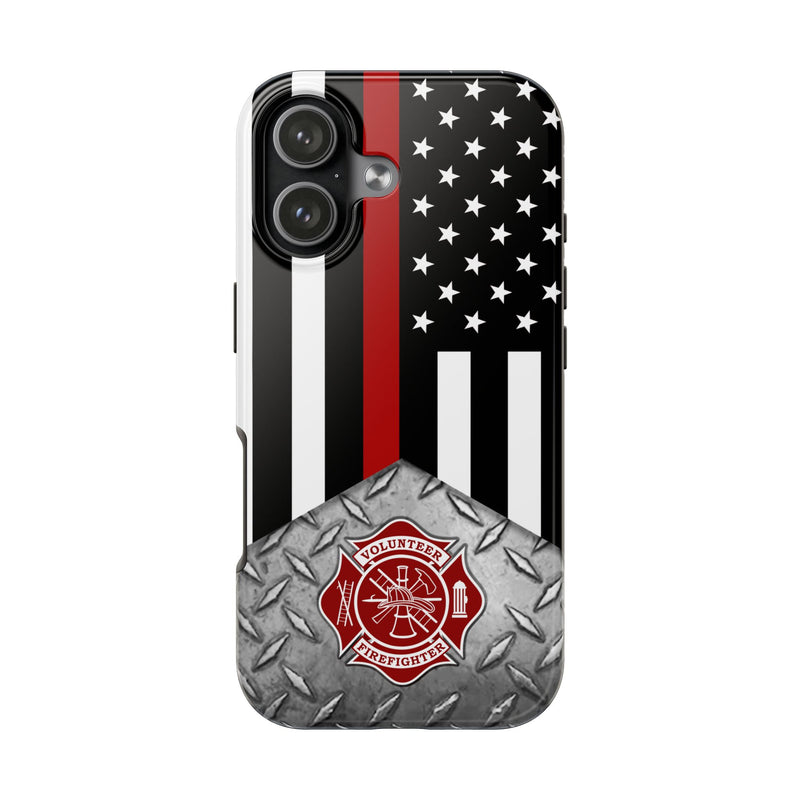 Volunteer Firefighter Diamond Plate and Thin Red Line Tough Phone Cases - firestationstore.com