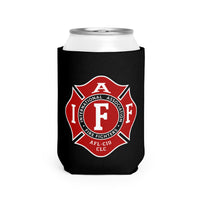IAFF Firefighter Maltese Cross Can Cooler Sleeve, Black Insulated Beverage Holder