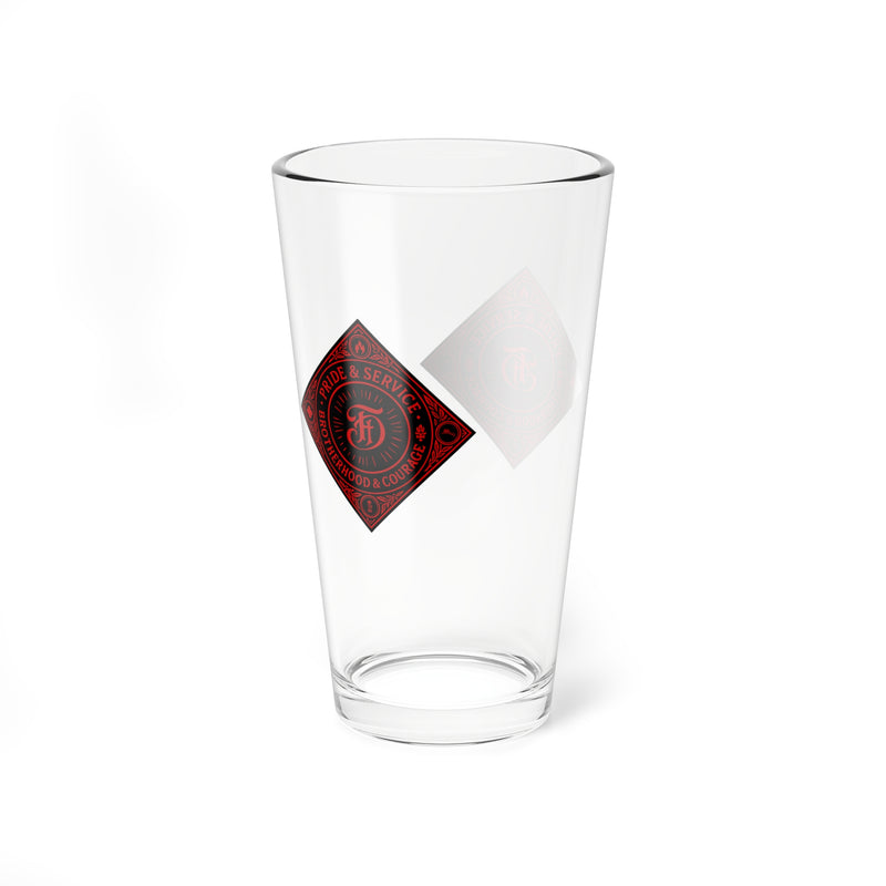 FD Diamond  Service and Brotherhood - Red - Pint Glass, 16oz | Custom Barware