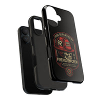 Vintage Fire Department Skull Tough Phone Case — Firehouse Crew Rescue Protective Case