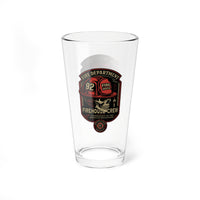 Firehouse Crew – Vintage Fire Department Badge Mixing Glass – 16oz Beer & Cocktail Glass