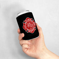 Firefighter Maltese Cross Can Cooler Sleeve, Black Insulated Beverage Holder