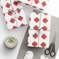 Firefighter Maltese Cross Wrapping Paper - Red & White Fire Department Logo Gift Wrap (Sheet/Roll)