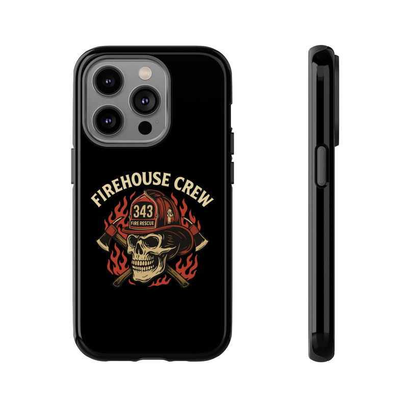 Firefighter Firehouse Crew V2, Skull Design, Phone Case - firestationstore.com