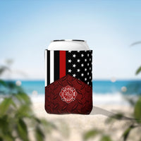 Firefighter Thin Red Line Can Cooler Sleeve, Insulated Beverage Holder