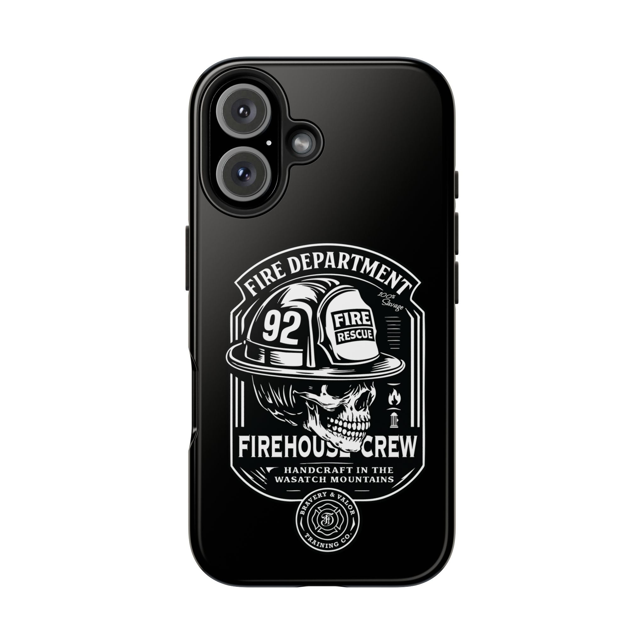 Vintage Fire Department BW Skull Tough Phone Case ‚Äî Firehouse Crew Rescue Protective Case - firestationstore.com