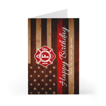 IAFF Thin Red Line Happy Birthday Thank You For Your Service Greeting Cards (7 pcs)