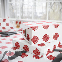 Firefighter Maltese Cross Wrapping Paper - Red & White Fire Department Logo Gift Wrap (Sheet/Roll)