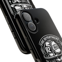 Vintage Fire Department BW Skull Tough Phone Case — Firehouse Crew Rescue Protective Case