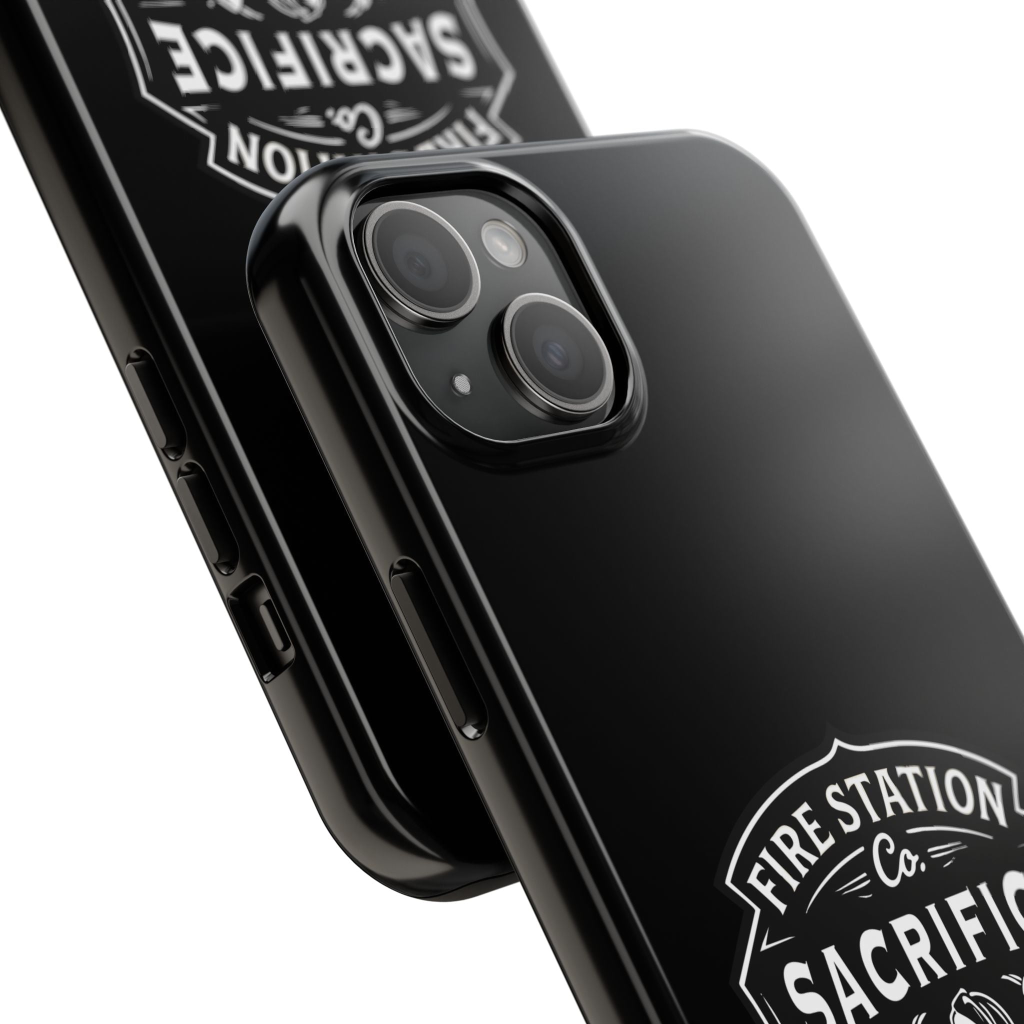 Fire Station Tough Phone Case ‚Äî ‚ÄòSacrifice & Dedication‚Äô BW Badge Design - firestationstore.com