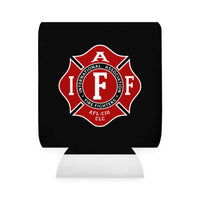 IAFF Firefighter Maltese Cross Can Cooler Sleeve, Black Insulated Beverage Holder