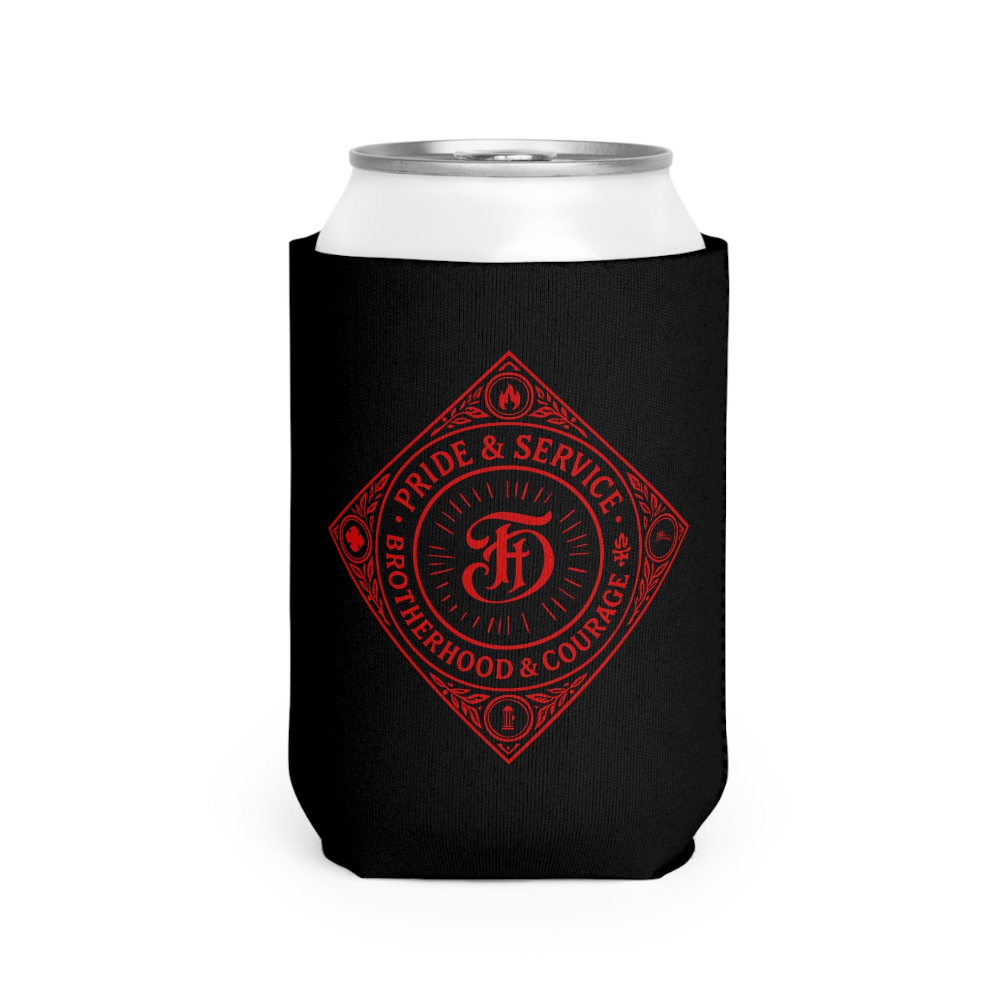FD Diamond Service and Brotherhood Red - Can Cooler Sleeve, Insulated Beverage Holder
