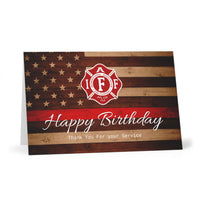 IAFF Thin Red Line Happy Birthday Thank You For Your Service Greeting Cards (7 pcs)