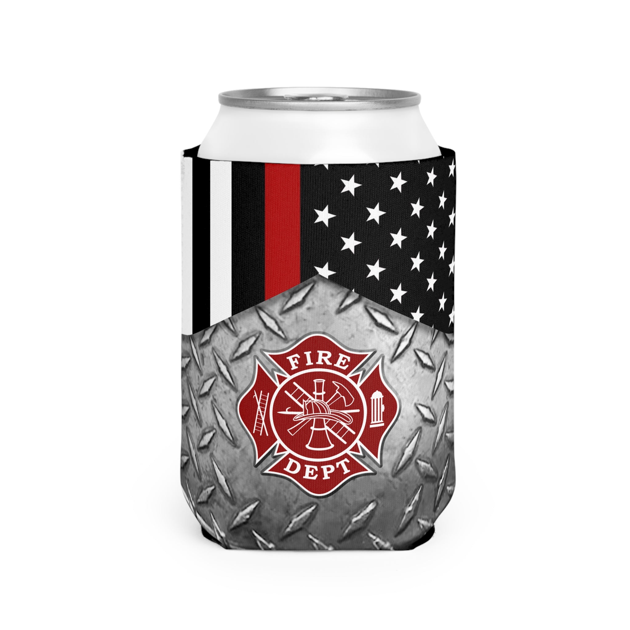 Firefighter Thin Red Line Can Cooler Sleeve, Insulated Beverage Holder