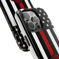 Volunteer Firefighter Red Diamond Plate and Thin Red Line Tough Phone Cases - firestationstore.com