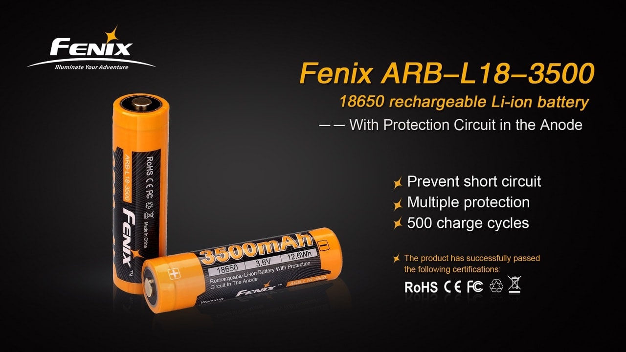 Fenix ARB-L18-3500 High-Capacity 18650 Battery - 3500mAh - firestationstore.com