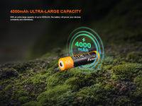 Fenix ARB-L18-4000U High-Capacity USB Rechargeable 18650 Battery - 4000mAh - firestationstore.com