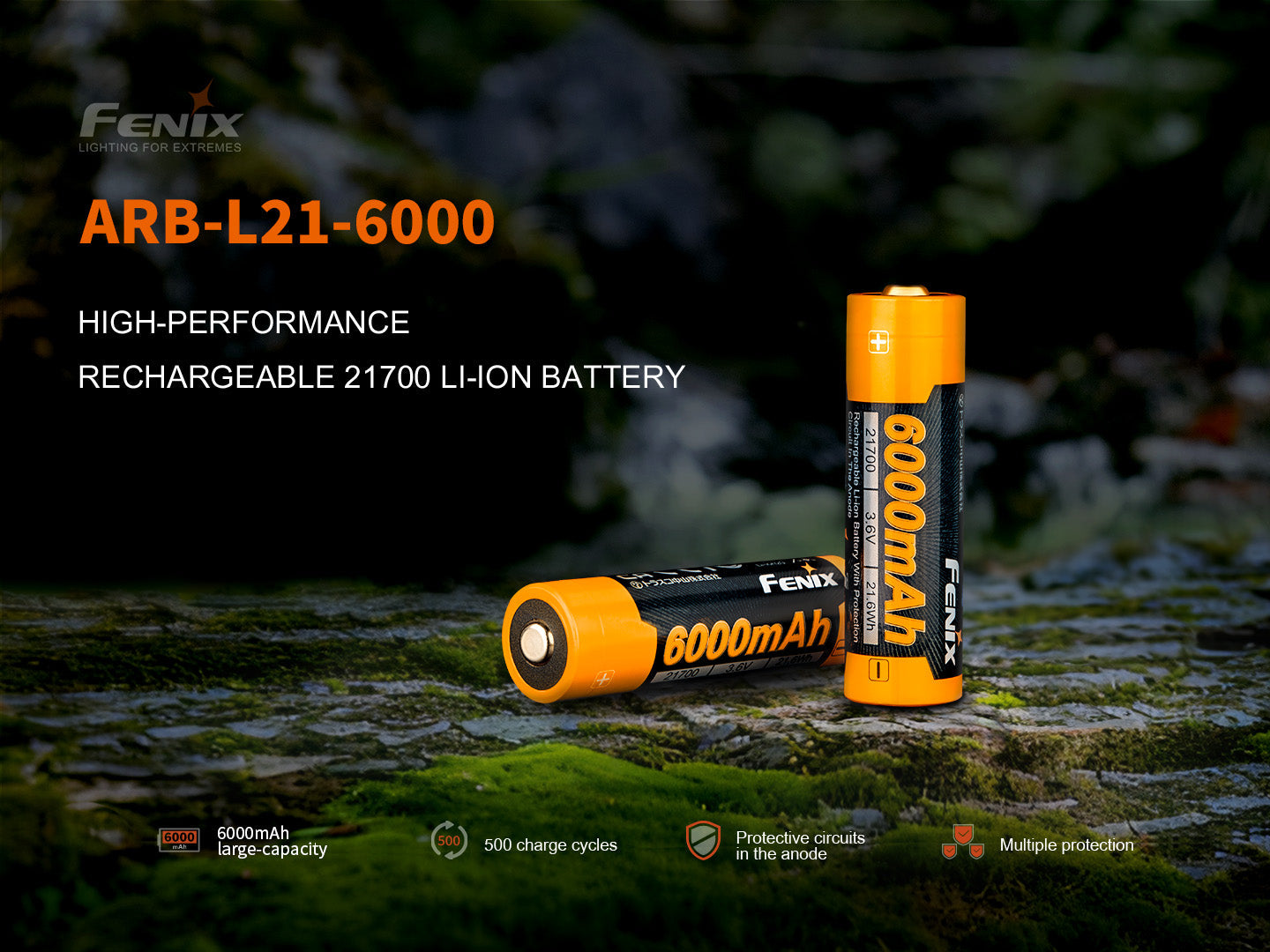 Fenix ARB-L21-6000 Rechargeable 21700 Li-ion Battery - 6000 mAh - firestationstore.com