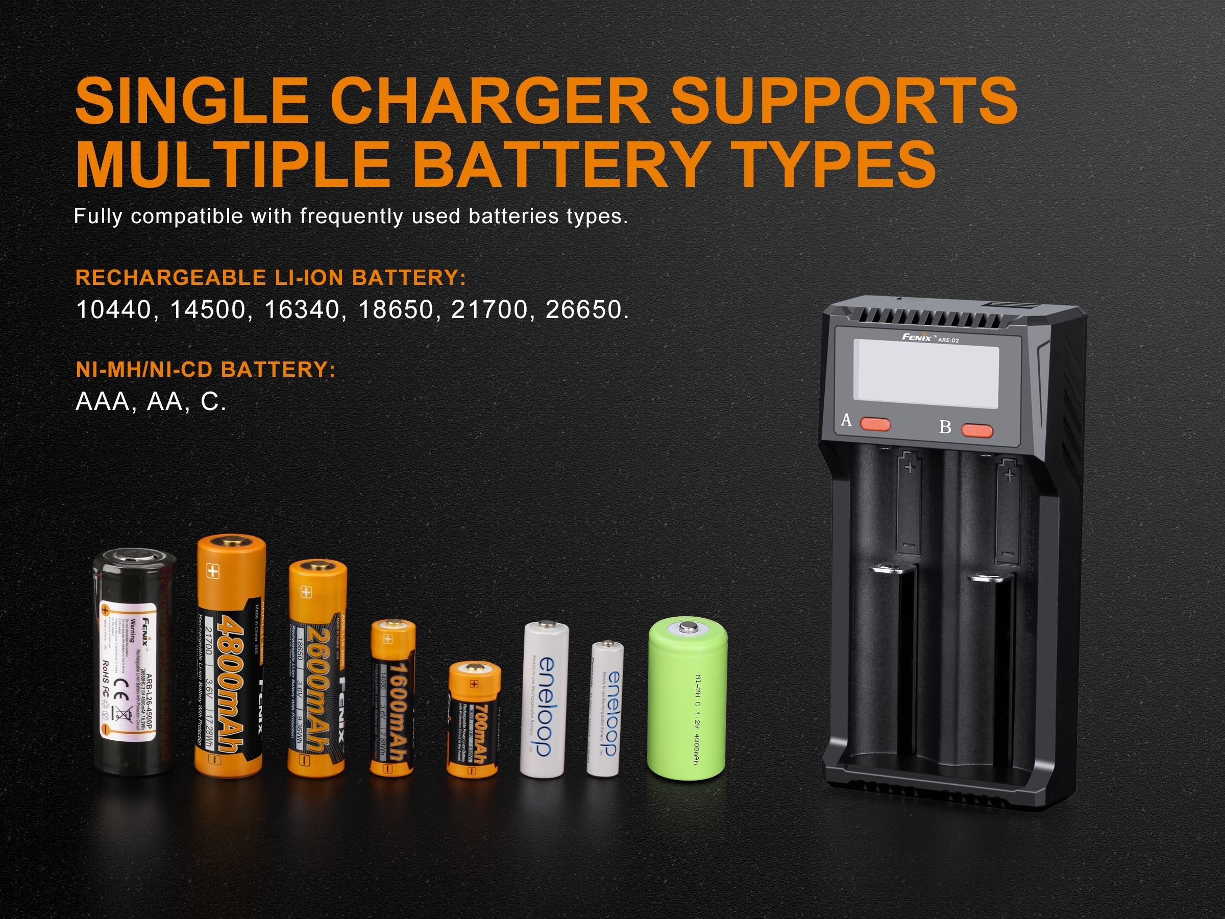 Fenix ARE-D2 Dual Channel Smart Battery Charger - firestationstore.com