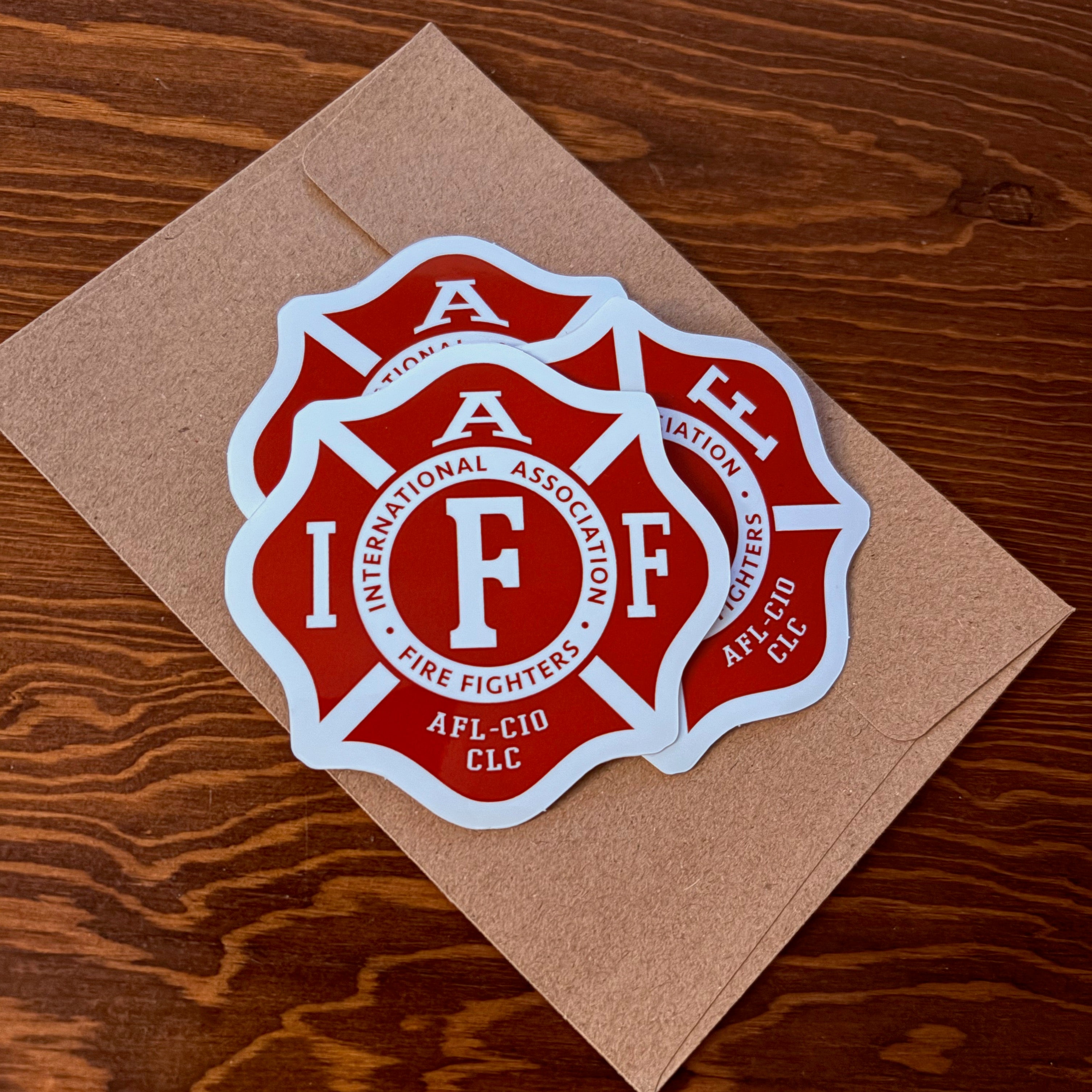 IAFF Maltese Cross Sticker 3 Pack Red - indoor / outdoor - firestationstore.com