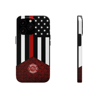 Volunteer Firefighter Red Diamond Plate and Thin Red Line Tough Phone Cases - firestationstore.com