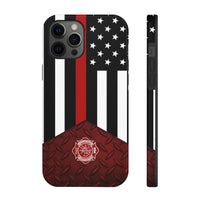 Volunteer Firefighter Red Diamond Plate and Thin Red Line Tough Phone Cases - firestationstore.com