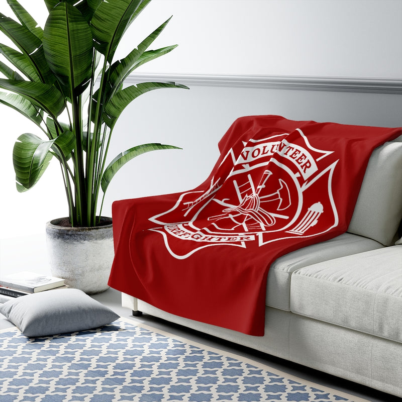 Volunteer Firefighter Maltese Cross Sherpa Fleece Blanket - firestationstore.com - Home Decor