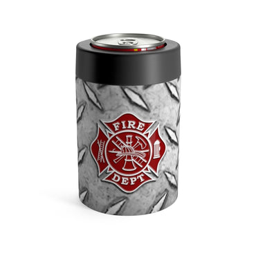 Firefighter Maltese Cross with Diamond Plate Print Can Holder - firestationstore.com