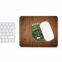 Wildland Firefighter with Wood Background Mousepad