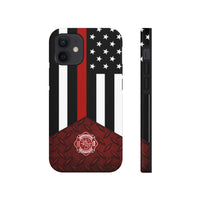 Volunteer Firefighter Red Diamond Plate and Thin Red Line Tough Phone Cases - firestationstore.com