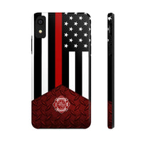 Volunteer Firefighter Red Diamond Plate and Thin Red Line Tough Phone Cases - firestationstore.com