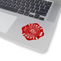 First In... Last Out - Fire Dept - Firefighter Maltese Cross Shape Cut Stickers