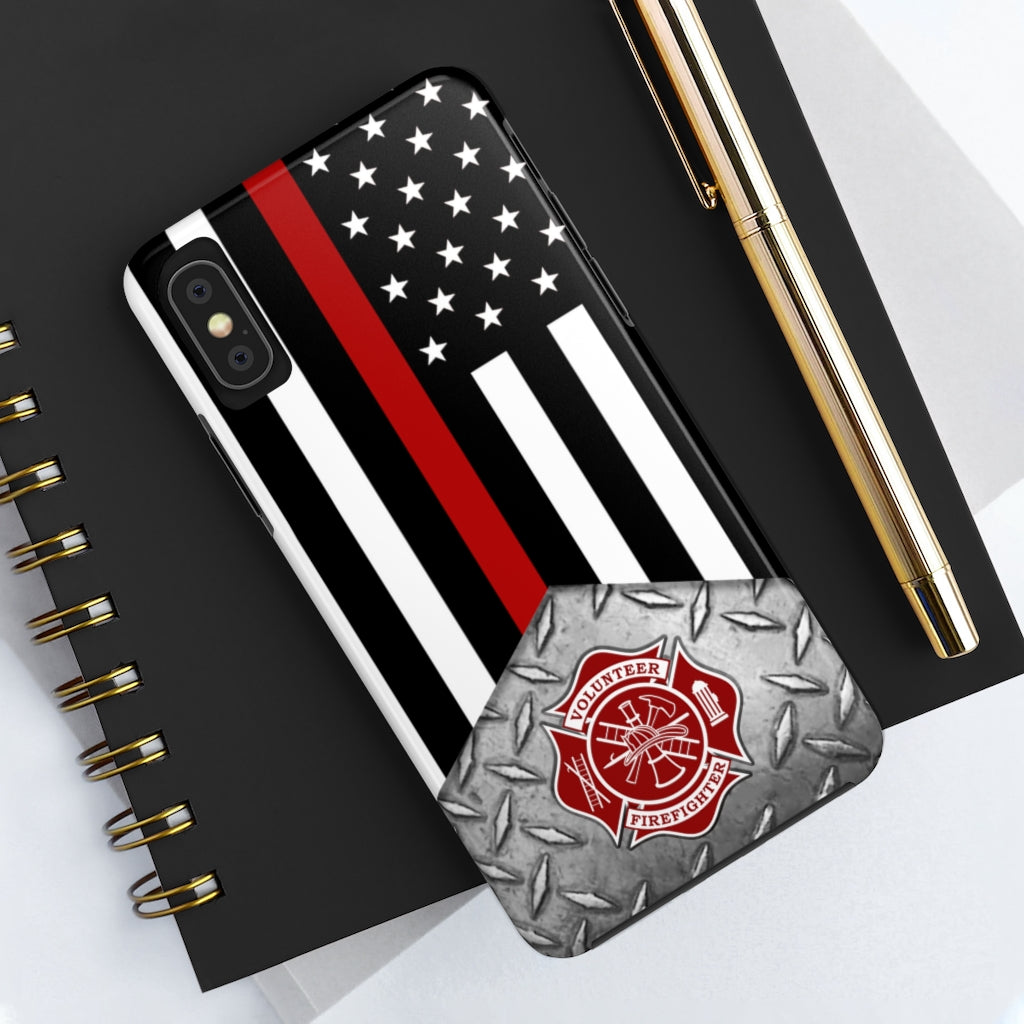 Volunteer Firefighter Diamond Plate and Thin Red Line Tough Phone Cases - firestationstore.com