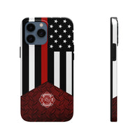 Volunteer Firefighter Red Diamond Plate and Thin Red Line Tough Phone Cases - firestationstore.com