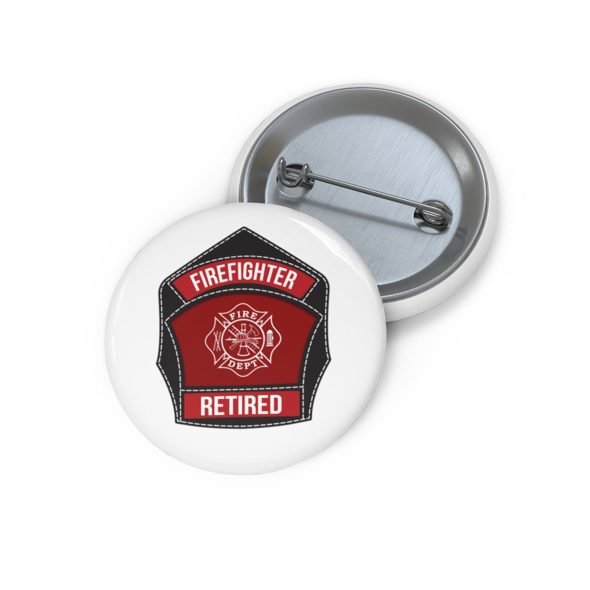 Retired Firefighter Round Pin Buttons - firestationstore.com - Accessories