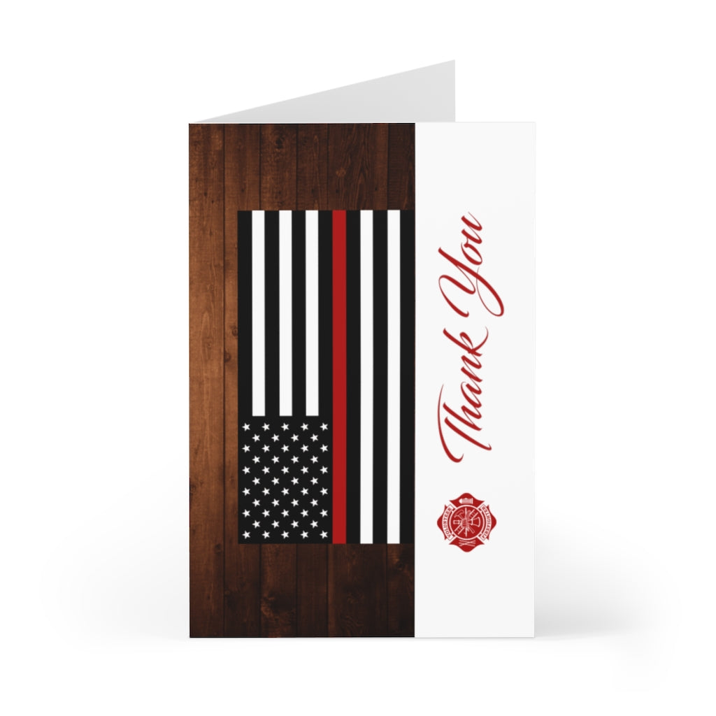 Volunteer Firefighter Thin Red Line Thank You Greeting Cards (7 pcs)