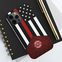 Volunteer Firefighter Red Diamond Plate and Thin Red Line Tough Phone Cases - firestationstore.com