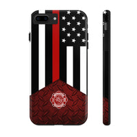 Volunteer Firefighter Red Diamond Plate and Thin Red Line Tough Phone Cases - firestationstore.com