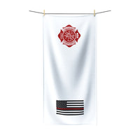 Volunteer Firefighter Maltese Cross & Thin Red Line Polycotton Towel - firestationstore.com - Home Decor