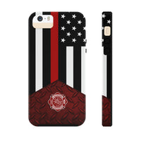 Volunteer Firefighter Red Diamond Plate and Thin Red Line Tough Phone Cases - firestationstore.com