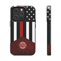 Volunteer Firefighter Red Diamond Plate and Thin Red Line Tough Phone Cases - firestationstore.com