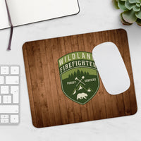 Wildland Firefighter with Wood Background Mousepad