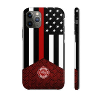 Volunteer Firefighter Red Diamond Plate and Thin Red Line Tough Phone Cases - firestationstore.com