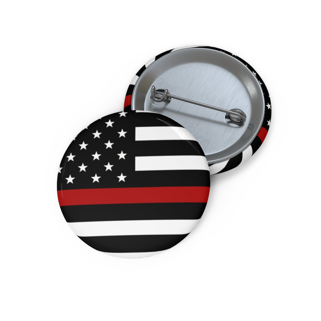 Firefighter Thin Red Line Round Pin Buttons - firestationstore.com