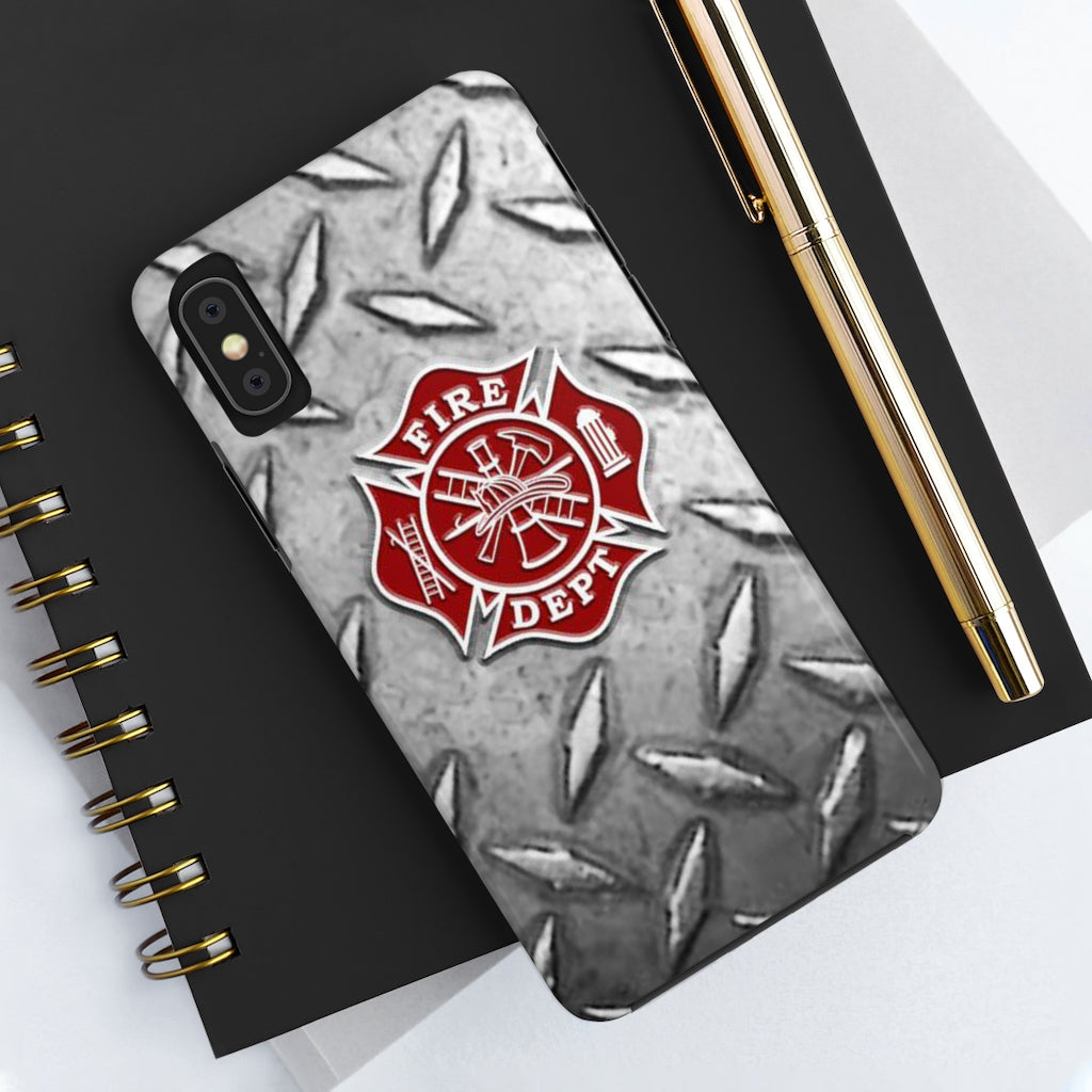 Firefighter Diamond Plate Printed Case Mate Tough Phone Cases - firestationstore.com