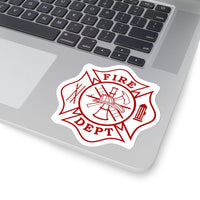 Firefighter Maltese Cross with White Background Shape Cut Stickers